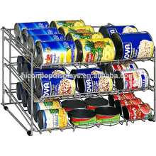 Snack Shop Useful Cheap Tabletop Chroming Nickel Metal Wire 3-Layer Canned Food Display Stand